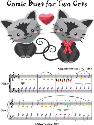 cover image of Comic Duet for Two Cats Easy Piano Sheet Music